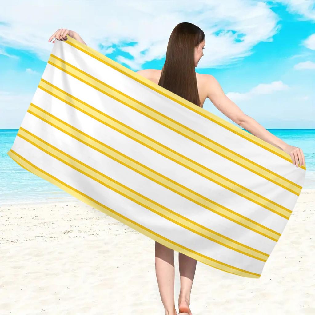 Modern Minimalism Striped Beach Towel Classic Nautical Double Stripe Print Quick Dry Sand Free Lightweight Towel for Beach Pool
