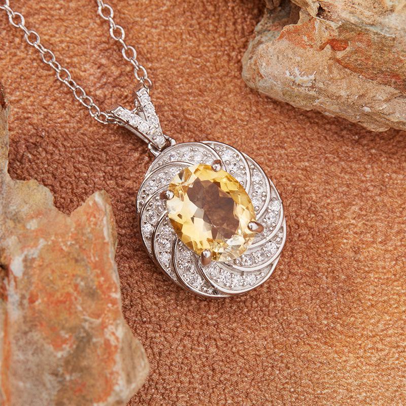 Натуральный Топаз Цитрин Аметист Ожерелье Женское S925 Стерлинговое Серебро Цветной Сокровище Подвеска Украшения Серьги