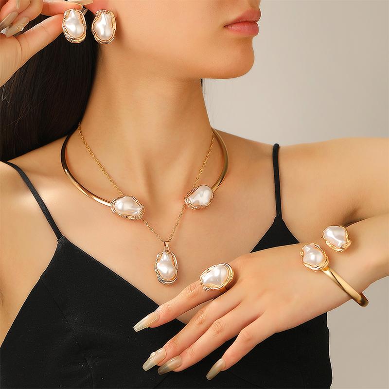 Metal Open Necklace Ins Style Shaped Simple Simple Europe The United States Pearl Collar Commuter Style Multi Style