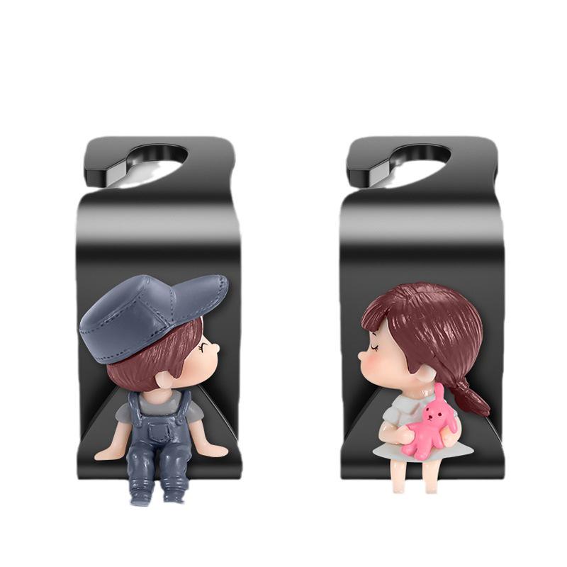 Cute 3D Cartoon Car Seat Back Hooks - Couple Collection
