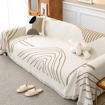 Line Chenille Sofa Blankets Modern Simple Sofa Cover with Tassel Four Seasons Couch Protector Covers Sofa Bed Throw Blanket