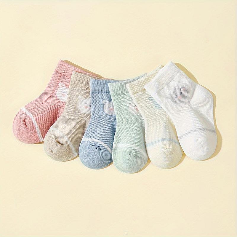 5/6Pair Children Mesh Sock Summer Mosquito Proof Middle Tube Stockings Cartoon Animal Print Baby Short Socks 6-36M Kids Footwear