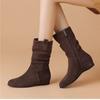 Retro kurze Stiefel, warme Samt-Martinstiefel, Damen Herbst und Winter neue Western-Cowboystiefel, dünne Push-Stiefel