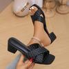 Summer New Woven High Heels Plus Size Block Heel Sandals Women