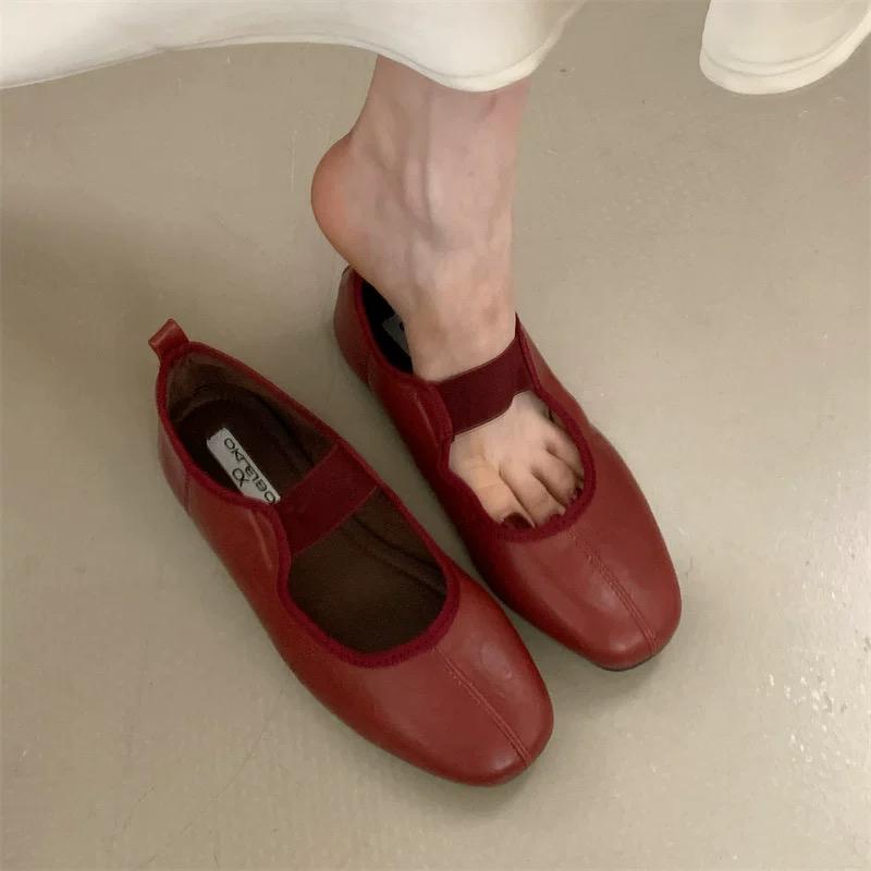 Fashion SUOJIALUN 2025 Autumn Women Flat Heel Shoes Fashion Round Toe Shallow Slip On Mary Jane Shoes Soft Flat Casual Dress Single Shoe