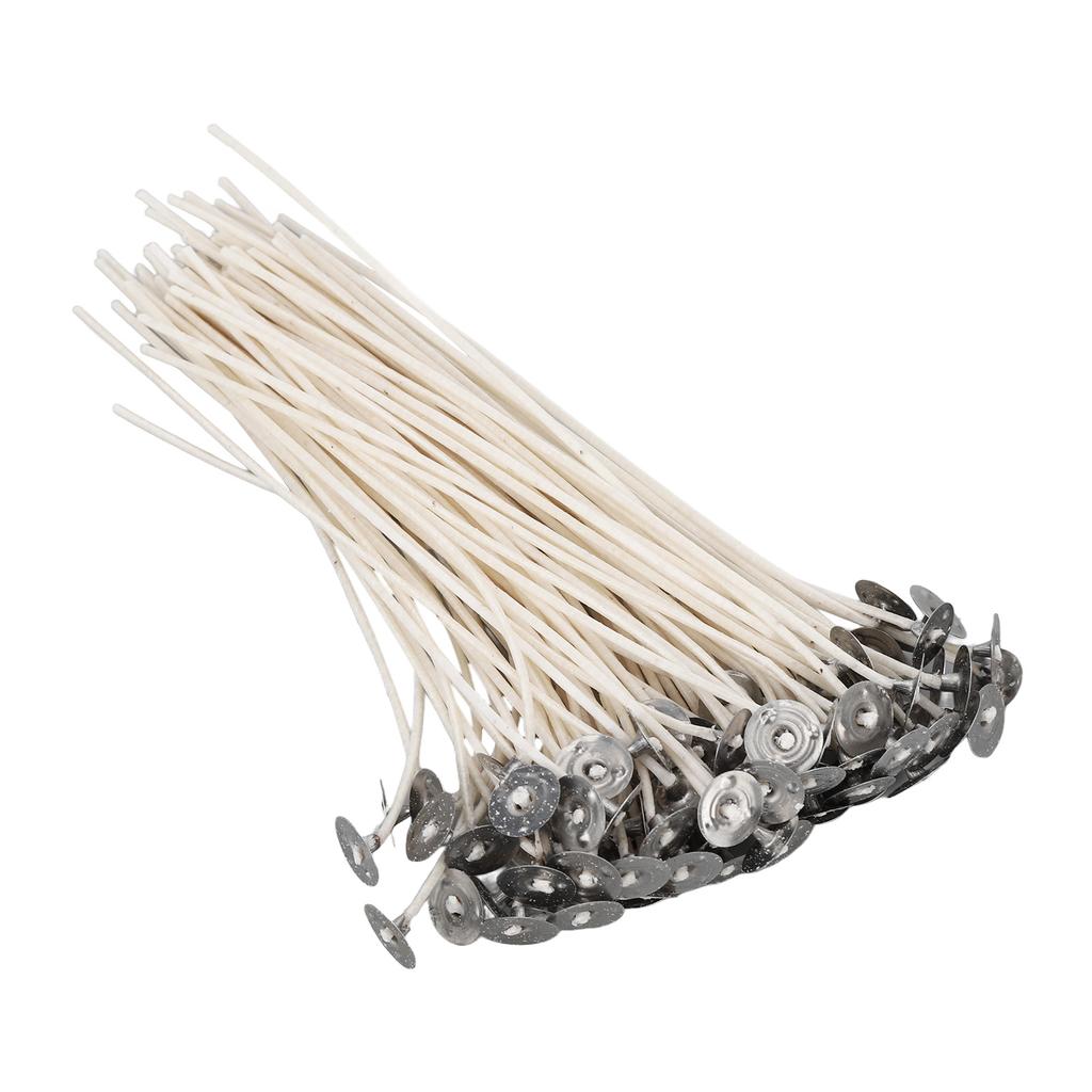 100Pcs 15cm/5.91in Natural Candle Wicks Smokeless Pre Waxed Cotton Candle Core for DIY Scented Candles