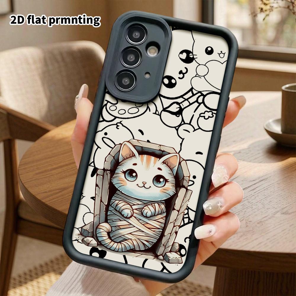 Phone Case: 2D flat, suitable for Samsung Galaxy A34 A35 M05 M06 S20 S22 S21 FE Plus 5G protective cases, mummy kitten, perfect Christmas and Hallowee