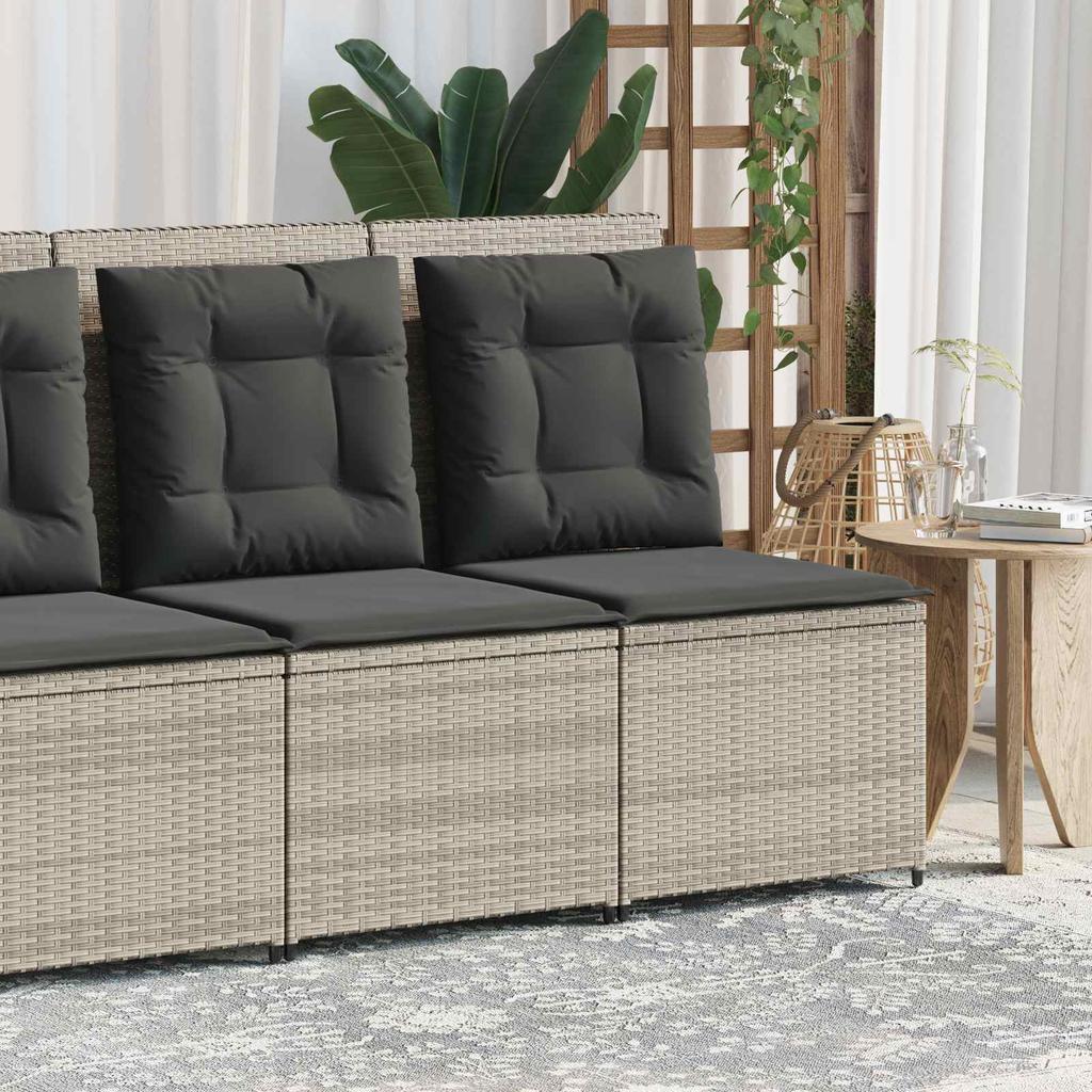 Garden Sofa with Cushions Light Grey Poly Rattan