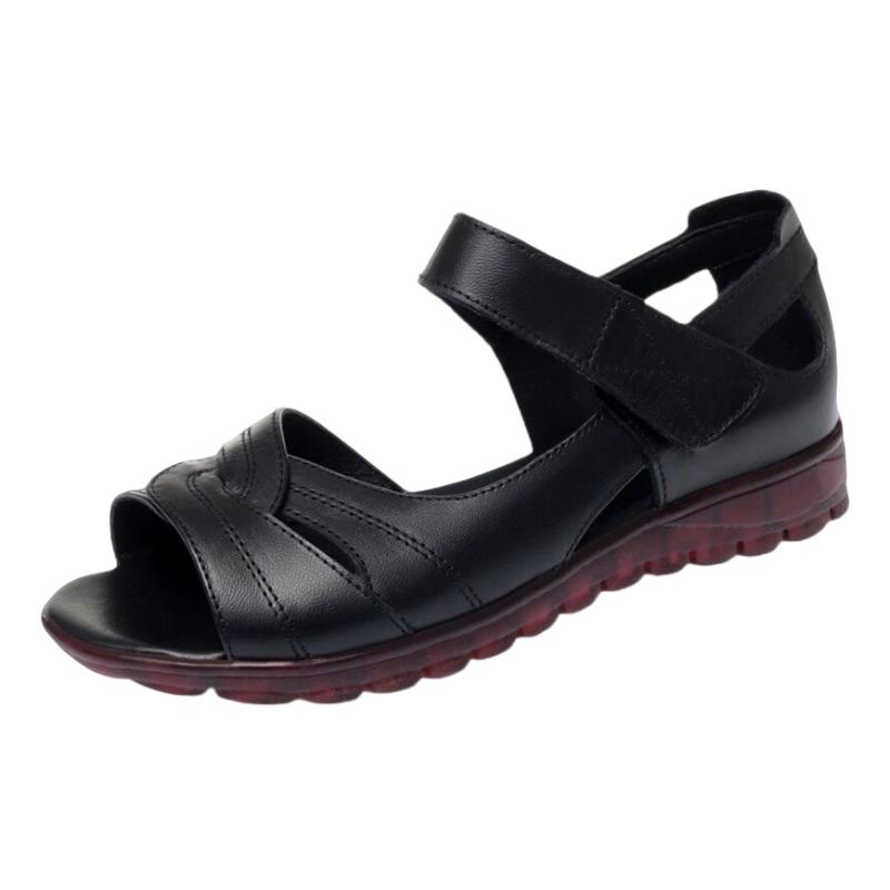 Summer Soft Leather Sandals Women's Flat Bottomed Non Slip Shoes Flat Heel Plus Size Soft Soled Women's Shoes