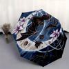 Bat Moon Automatic Folding Umbrella  8 Ribs, Durable Iron Frame, Bright Color Pattern Compact Travel Umbrella, Suitable for Outdoor, Beach a
