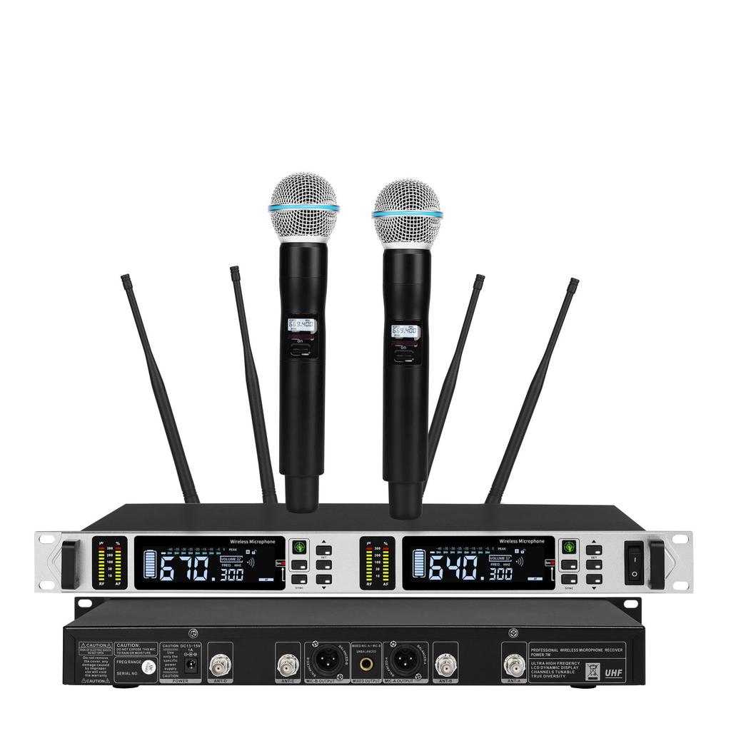 True 300m Reception Range Stage-Grade Wireless Dual-Microphone System