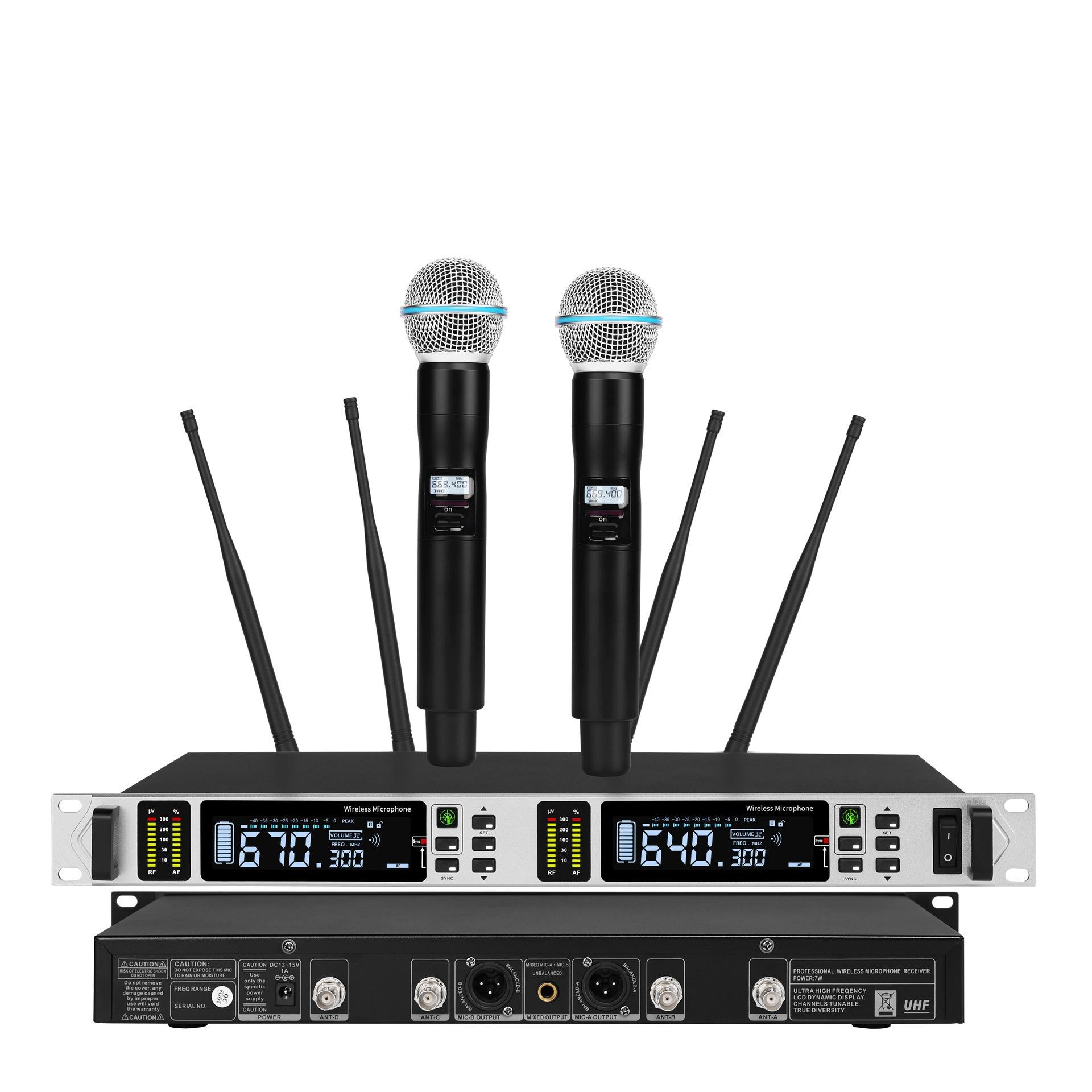 

True 300m Reception Range Stage-Grade Wireless Dual-Microphone System срібний
