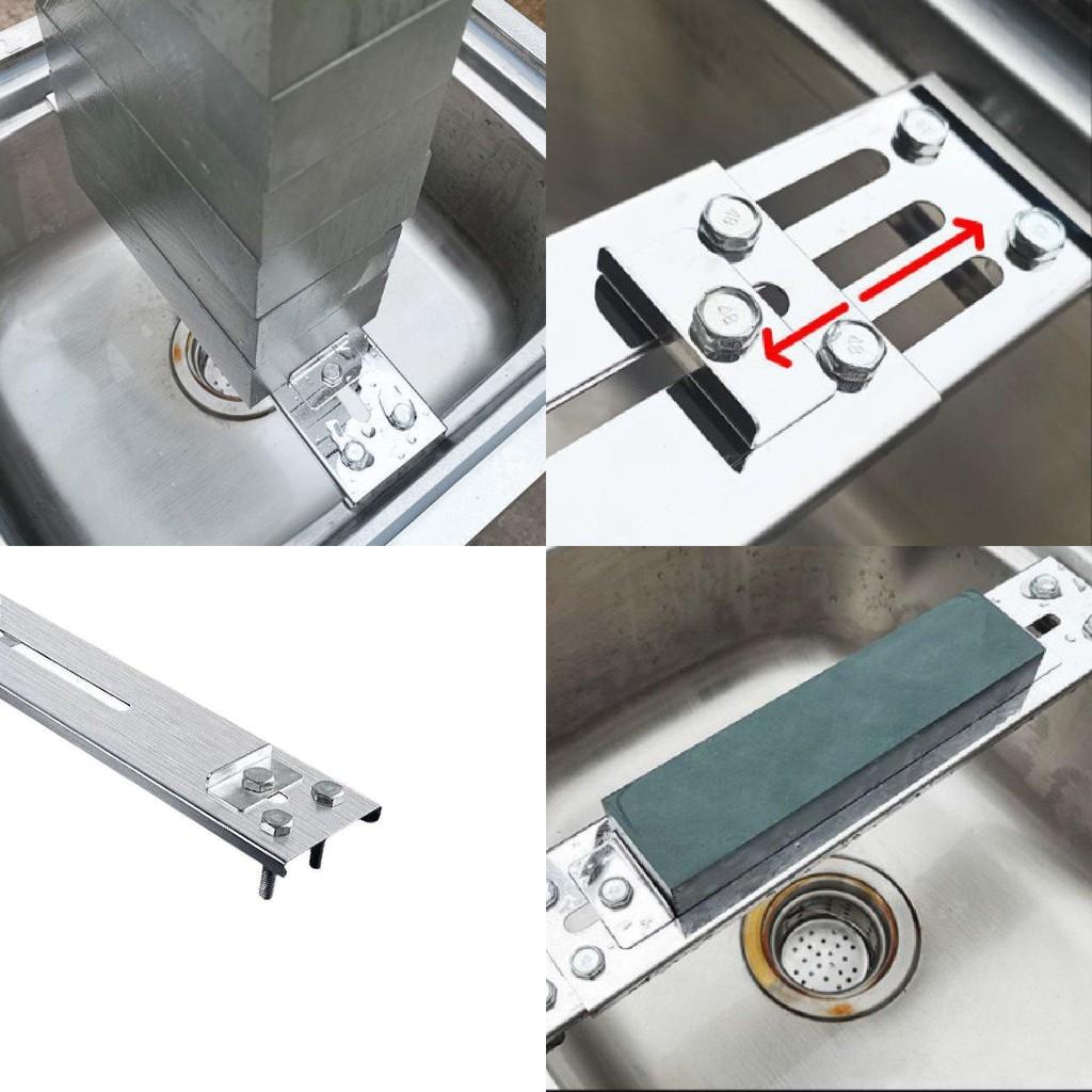 Versatile Non-slip Stainless Steel Sharpening Rack With Natural Sharpening Stone