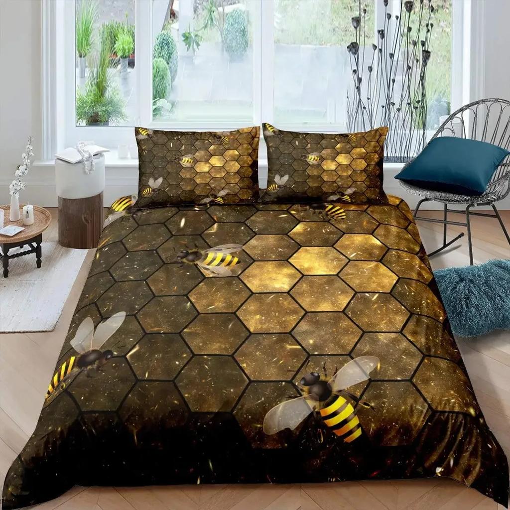 Bee And Butterfly Duvet Cover Set,Spring Floral Bedding Sets For Boys Girls,Colorful Flowers Country Style Comforter Cover Queen