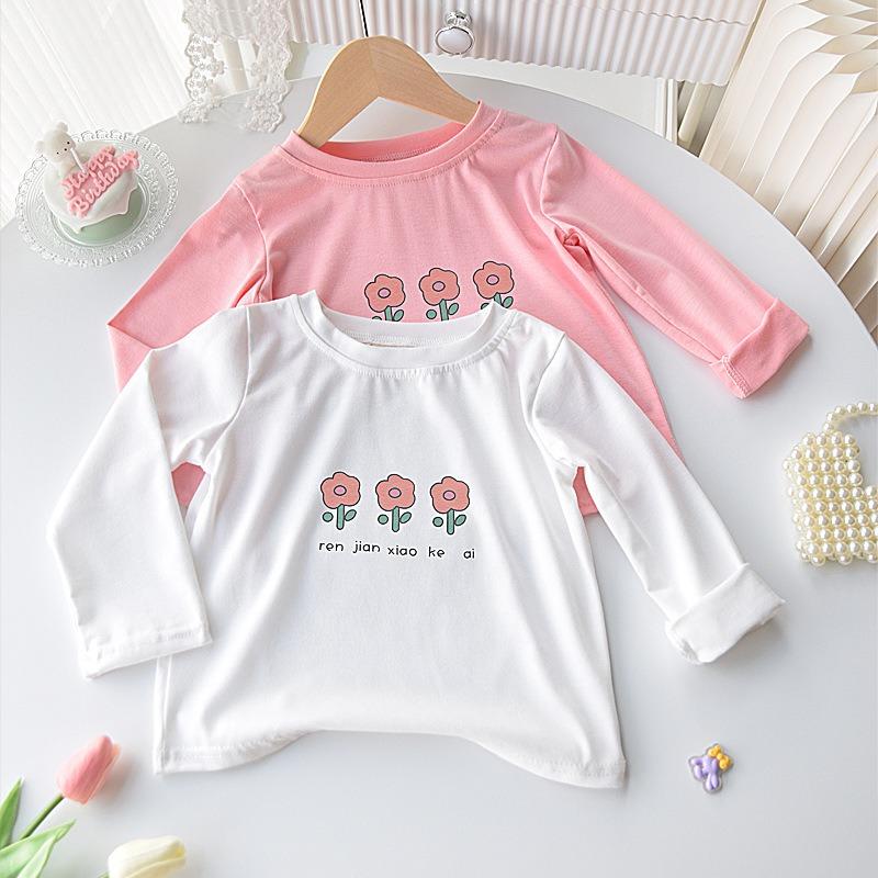 Cute Sweet Kids Girls Long Sleeve Casual Basic T Shirt Daily Top