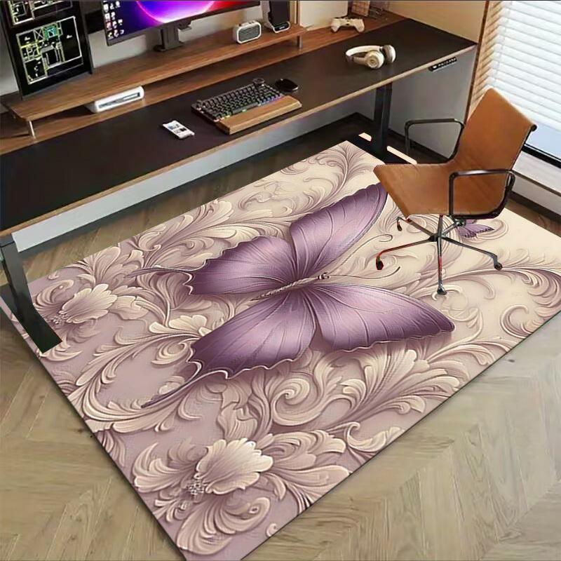 1PC Butterfly Floral Anti-slip carpet, suitable for Office, bedroomand playrooms. It can also be used as a sofa footrest cover-R85