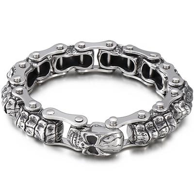 Cool Dragon Body Keel Bike Chain Bracelet for Men Heavy Stainless Steel Men's Bracelets With Skull Head Clasp Punk Rock
