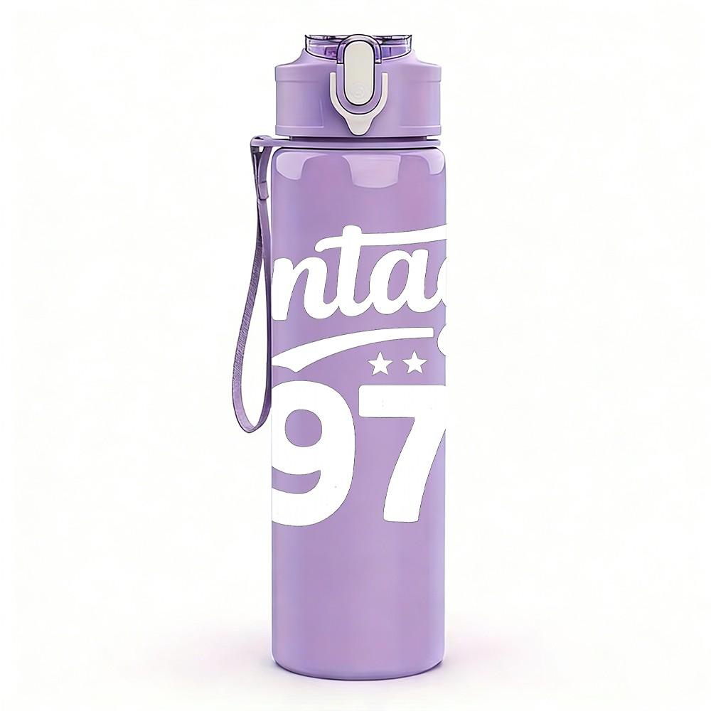 1PC Vintage 1972 Script Letter 750ml Color Plastic Sports Water Bottle Leakproof Flip Straw Lid Suitable for Sports Office Home Use