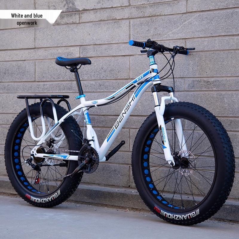Men's Off-Road Fat Tire Snow & Mountain Bike - Variable Speed, Shock Absorbing, Wide Tires for Beach and Trail