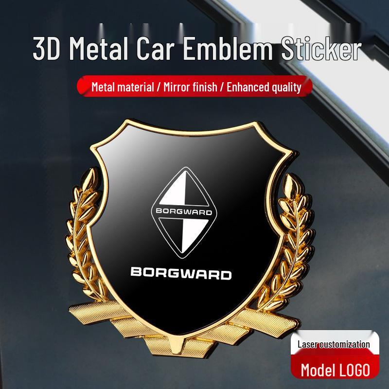 Ear Wheat Side Emblem Stickers for Borgward BX3/BX5/BX6/BX7 - Metal Body Decoration for Car Windows.