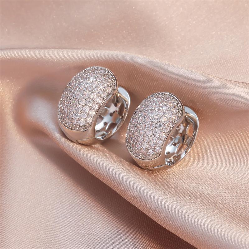 ZAKOL New Niche Chunky Turquoise Square Hoop Earrings for Women Shiny Zirconia Ear Buckle Luxury Party Wedding Zircon