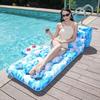 180cm x 90cm Inflatable Leaf Hole Floating Raft Pool Party Floating Lounger with Cup Holder