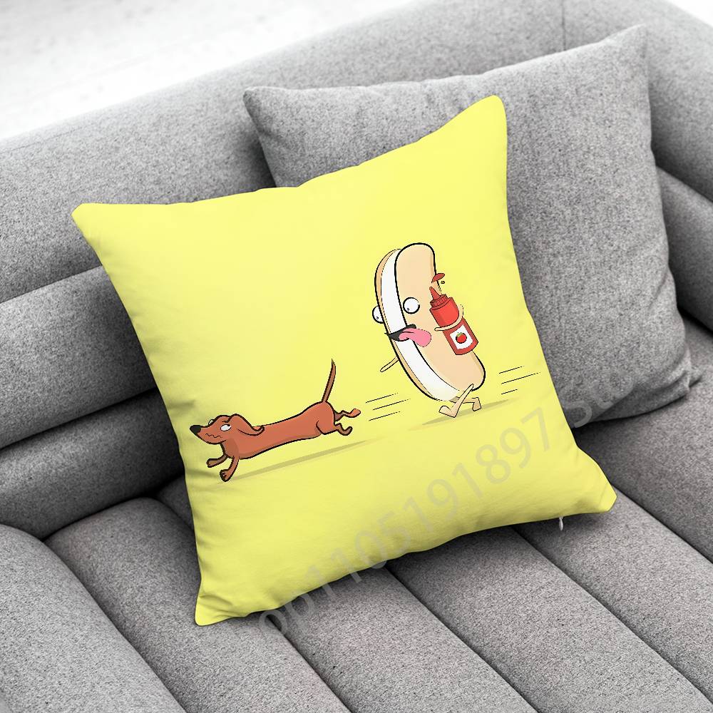 Dachshund Sausage Dog Puppy Christmas TREE Throw Pillow Case For 45*45cm 40cm 30cm 50cm 55cm Square Home Pillowcase Case