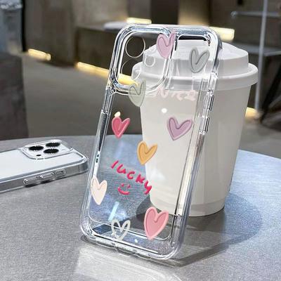 Love Heart Graphic Soft Silicone Phone Case For IPhone 16 14 13 12 11 15 17 Pro Max 17Air 16E 14 Plus Transparent Bumper Cover