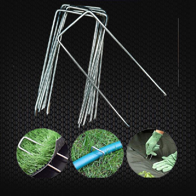 Shaped U Nail Pins Metal Fixed Plant Lawn Garden Pegs Stake Robust Netting