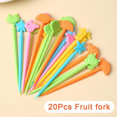 20Pcs/Set Cute Animals Fruit Forks Kids Snack Dessert Decoration Forks Toothpicks Lunch Salad Decoration Accessories Cake Picks