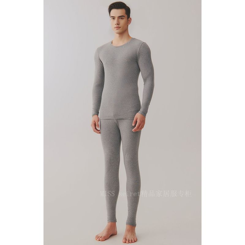 

Export Quality ~ Men s and Women s Soft Cotton Base Clothing Autumn and Winter Long sleeve Trousers Thermal Underwear Nude Feel Red Couple HEATTECH Classy Gray(Long sleeves pants) Women s L(52.50kg)