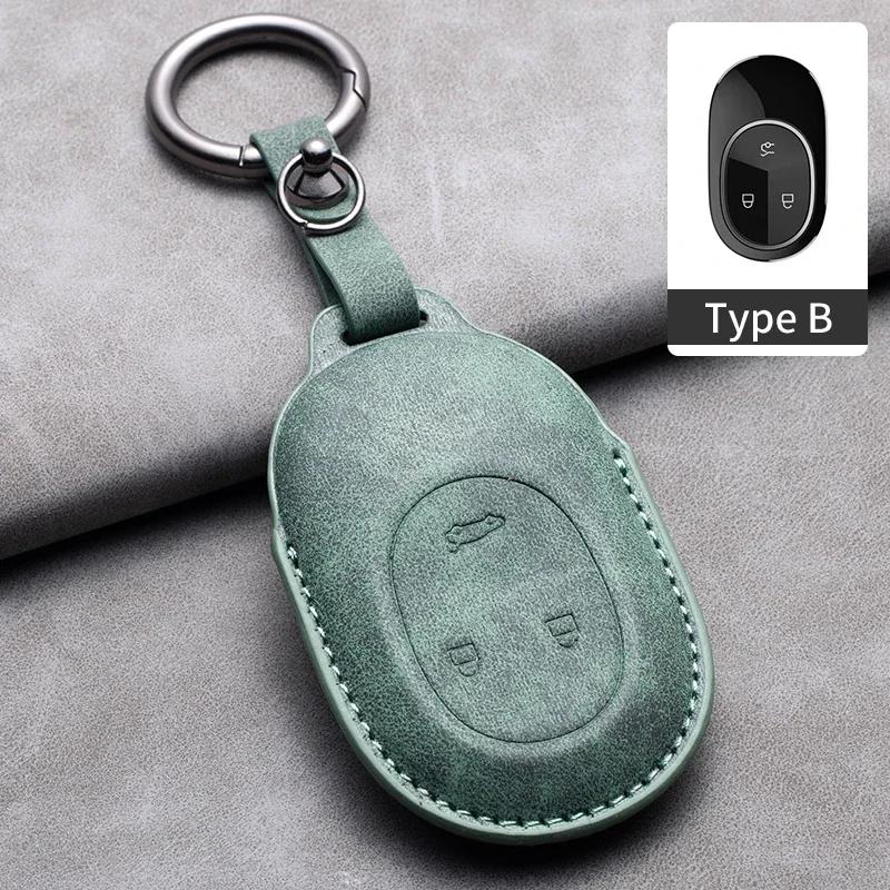For Nio Et7 Et5 For Weilai Nio Ec6 Et7 Es6 Es8 Leather Car Remote Key Case Cover Protector Keychain