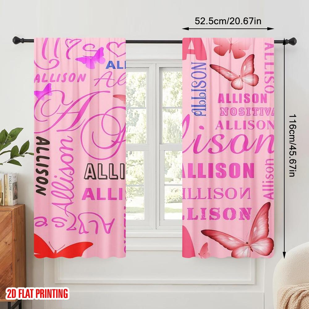 2pcs,2D Plane Printing Pattern Curtains Allison Flutter 100% Polyester (without Rod) All Seasons Perfect for Bedroom Living Room