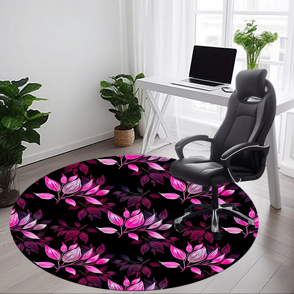 1pc Floral Pattern Office Round Rug, Non-slip, Soft and Durable Office Rug for Interior Decoration, Perfect for Office,Decoration yy260204066