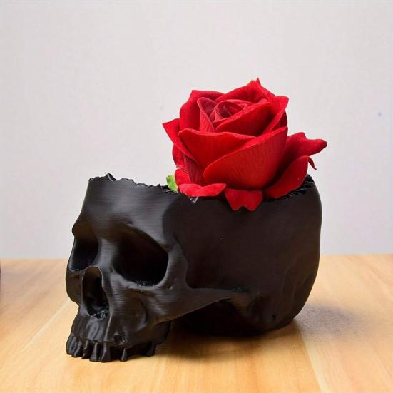 Skull Flower Pot Hanging Human Skull Plant Pot Halloween Candy Bowl Gothic Planter for Succulents Indoor Outdoor Decor