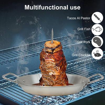 Suporte vertical para espeto giratório em aço inoxidável para grelha, espeto brasileiro para tacos Al Pastor, shawarma, kebabs, forno e churrasco