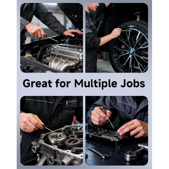 4-Piece Pick Set Mechanic, Automotive Hook and Pick Set with Soft Grip & Non-Slip Shaft, Precision Pick Tool & O Ring Pick for Oil Seal, Gasket,