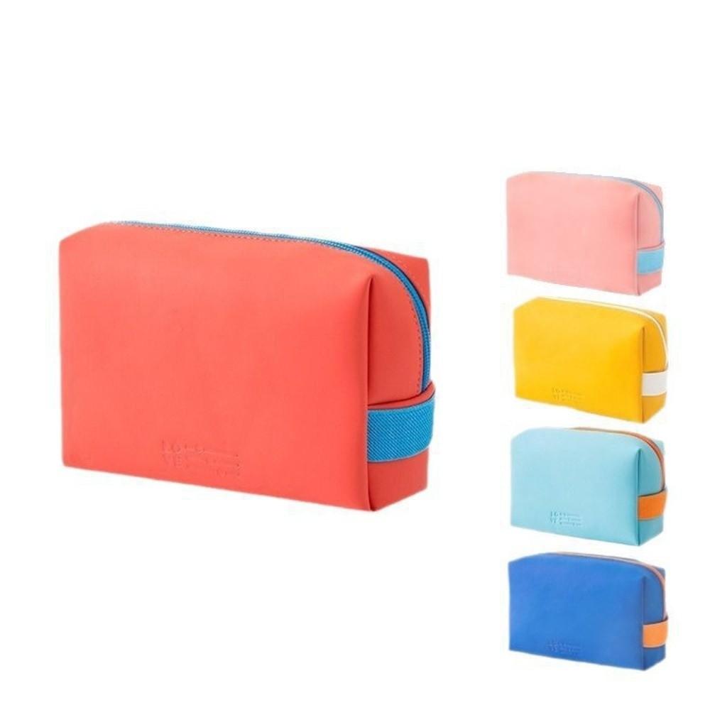 Large Capacity Cosmetic Bag PU Leather Multifunctional Design Toiletry Storage Bag Candy Colors Waterproof Travel Makeup Bag