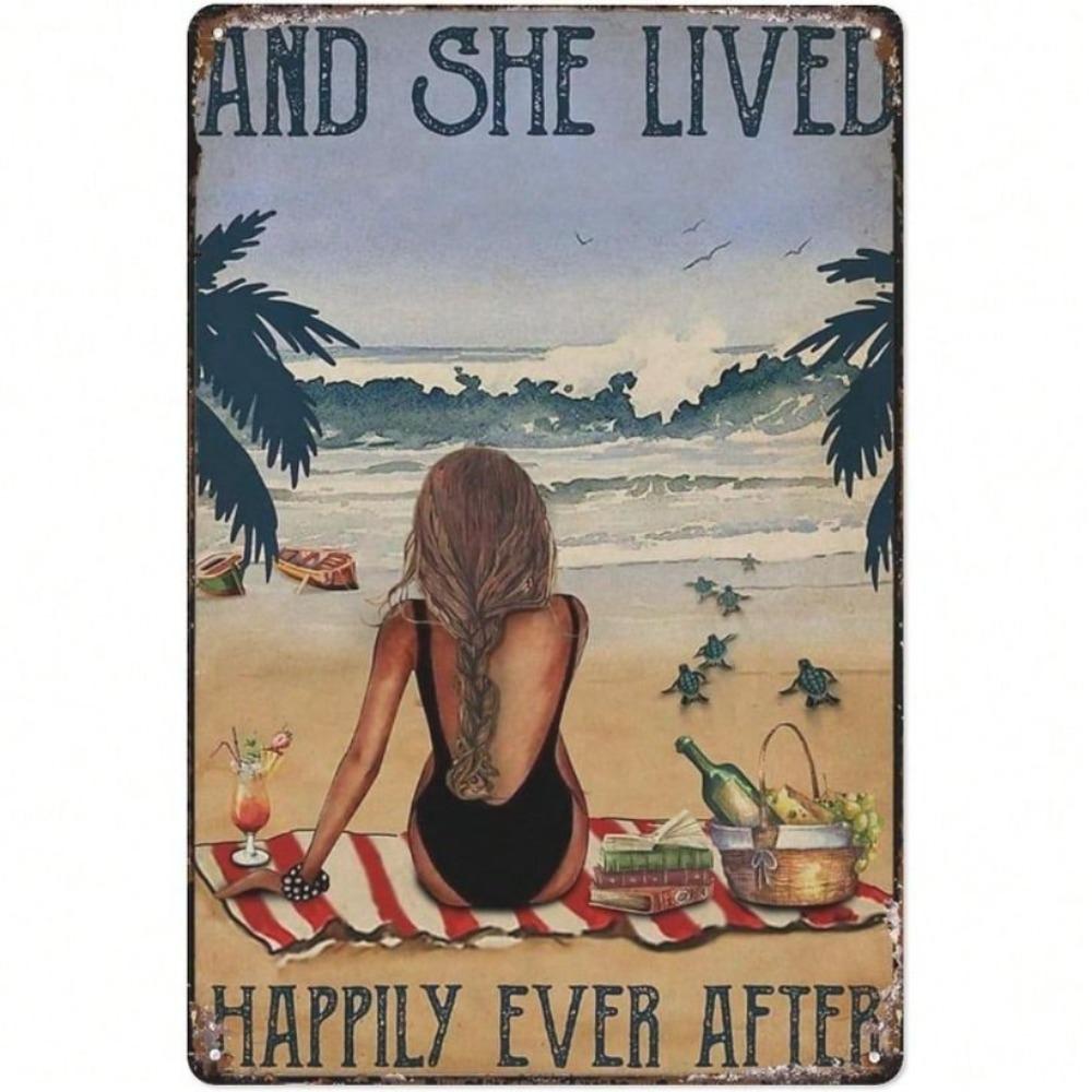 Metal Wall Art Sea Turtle Vertical Tin Sign Home Bar Decor