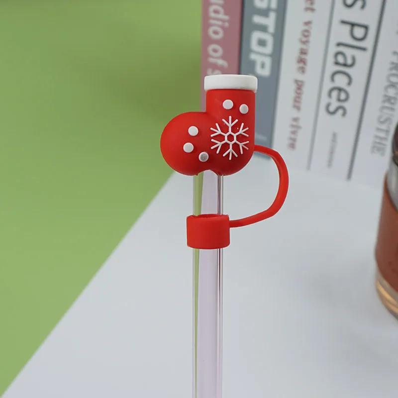 

10mm Christmas Straw Covers Cap for Stanley Cup Tumblers Accessories, Reusable Straw Cap Stopper for Straws Tip Lids