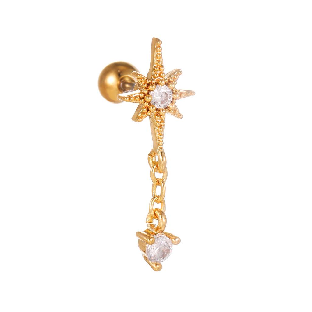 European & American Fashion Tassel Star Moon Zircon Geometric Ear Cuff & Studs for Sleeping