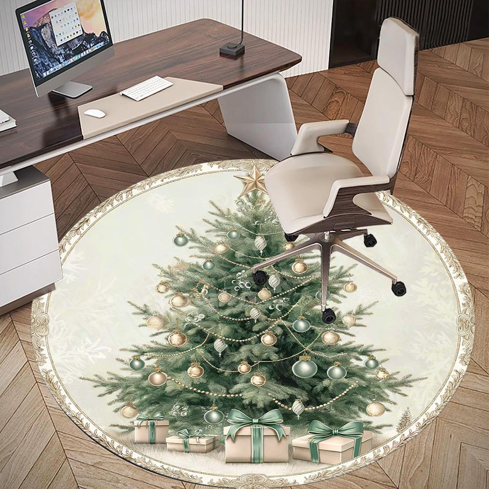 1PC Christmas tree Office Round Area Rug, Under Office Chairs Bedroom Living Room Home Decor, Carpet for Office -1110043