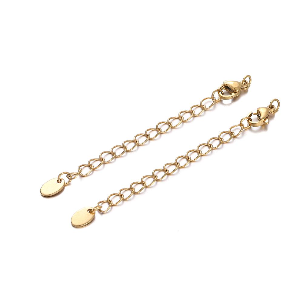 10pcs Stainless Steel Extension Extended Tail Chains Lobster Clasps Connectors DIY Jewelry Making Findings Bracelet Necklaces