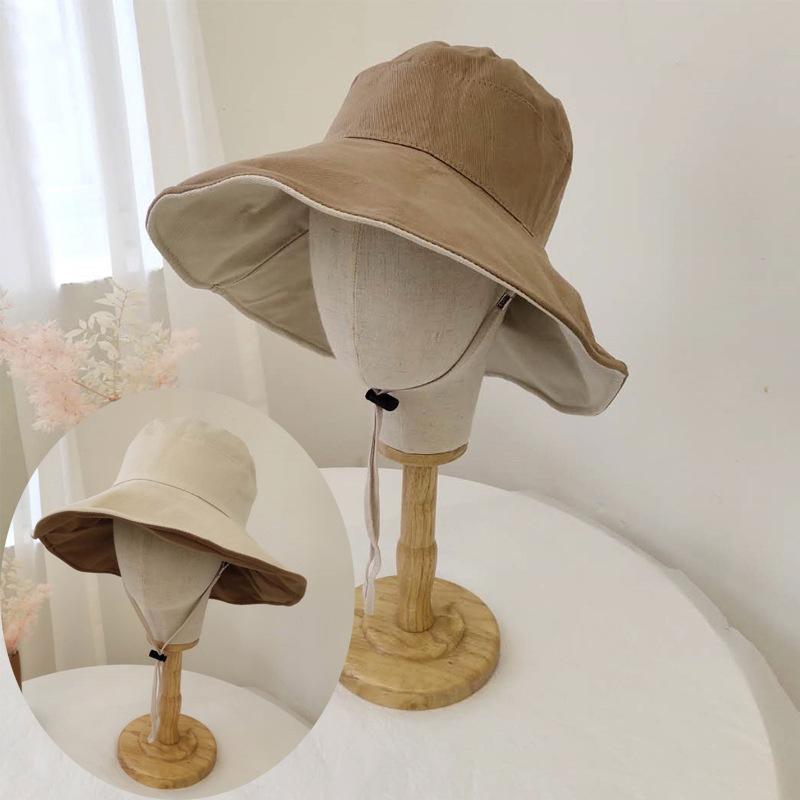 

Fisherman Hat Doublesided Womens Thin Breathable Sunblock Hat Hats Sun Khaki Beige