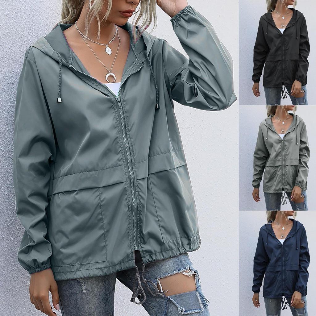 Giacca impermeabile antivento impermeabile con cerniera impermeabile da donna