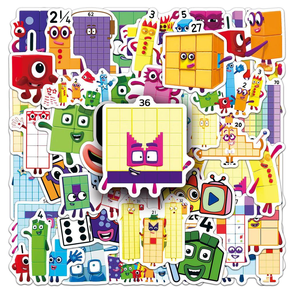 50 Fogli Adesivi Educativi Numberblocks per Telefoni e Borracce
