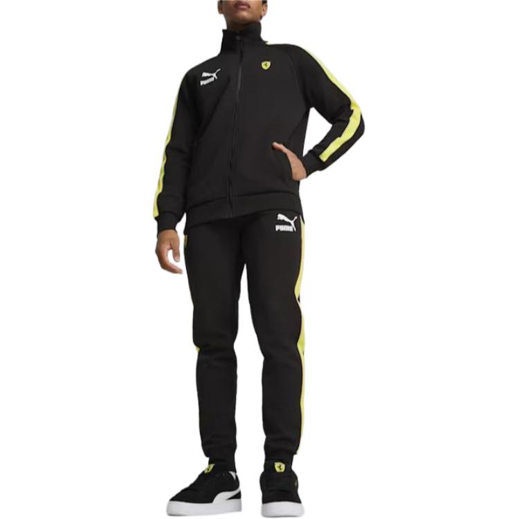 Puma Ferrari Race Iconic T7 Track Jacket Color Block Brand Logo Patch Casual Raglan Sleeve Stand Collar Long Sleeve Jacket Men Jackets Black 625198-01