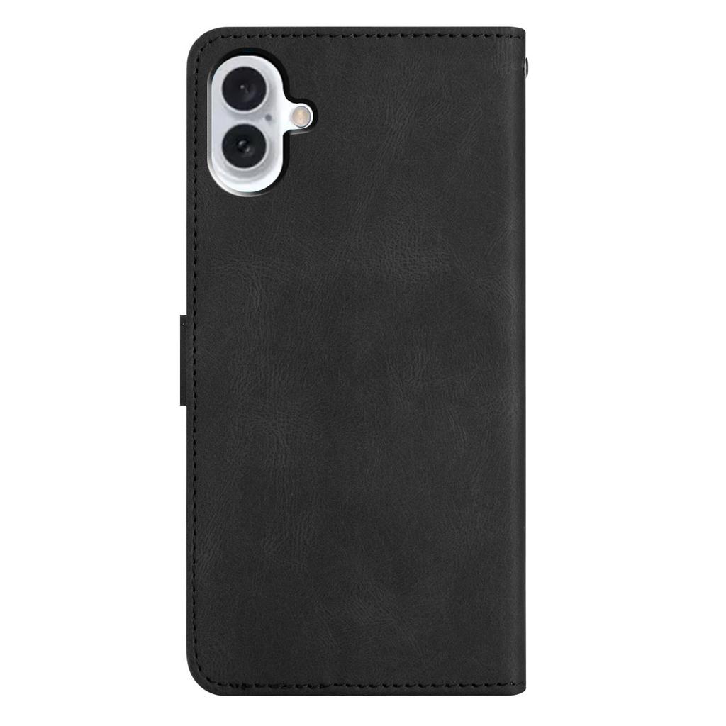 For iPhone 17 Wallet Case Line Imprinted Skin-Touch Leather Flip Phone Cover