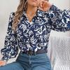 Women Long Sleeve V-Neck Blouse Elegant Print Shirt for Spring Autumn Season