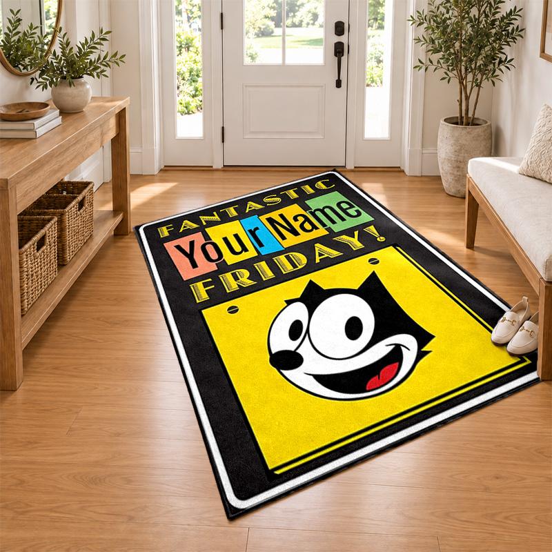 Felix the Cat Custom Name Personalized Rug Non‑Slip Doormat Floor Carpet Housewarming Birthday Gift for Family Friends
